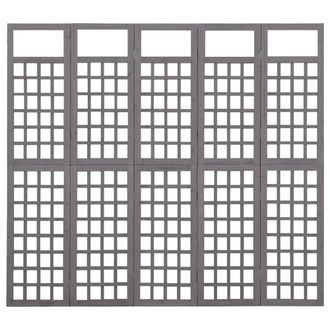 Berkfield Home 5-Panel Room Divider/Trellis Solid Fir Wood Grey 201.5x180 cm