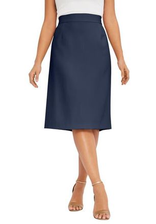 Jessica London Tummy Control Bi-Stretch Pencil Skirt in Navy at Nordstrom, Size 26