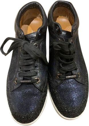 Jimmy Choo London Glitter/Leather Miami Sneakers Size 38