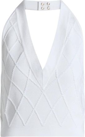 Balmain Gewatteerde gebreide haltertop - Dames - Tops zonder mouwen - Wit - M - Leer - Tops