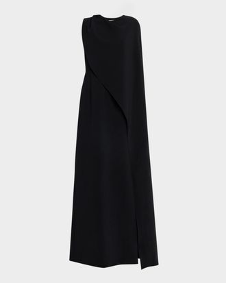 Carolina Herrera Draped Cape Column Gown