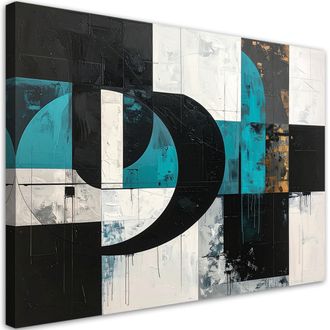 Feeby Cuadro Sobre Lienzo, Formas Geom&eacute;tricas Abstracci&oacute;n Turquesa, 120x80