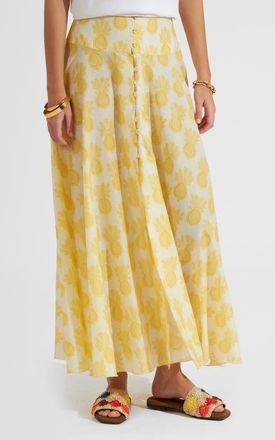 La DoubleJ Ariel Skirt Pineapple Sunflower White at Nordstrom, Size X-Large