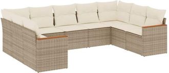 vidaXL Set De Sof&aacute;s De Jard&iacute;n 9 Pzas Con Cojines Rat&aacute;n Sint&eacute;tico Beige Vidaxl