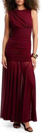 Bardot Alverie Mesh Maxi Dress in Mulberry at Nordstrom, Size 12