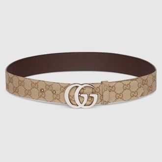 Gucci Flat Marmont Belt, Size Gucci 80, Beige, GG Canvas