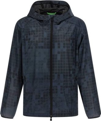HUGO BOSS Active Hooded Parka Jacket With All-Over Print, Size X-Large