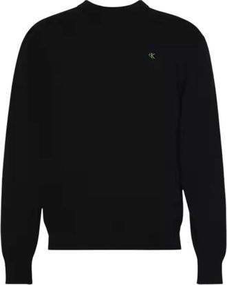Calvin Klein Essentials Katoenen Sweatshirt met Geribbelde Ronde Hals - Heren - Sweatshirts - Zwart - S - Katoen - Hoodies & sweatvesten