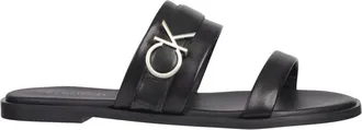 Calvin Klein Leren Slippers - Dames - Sandalen - Zwart - 37 EU - Leer - Schoenen