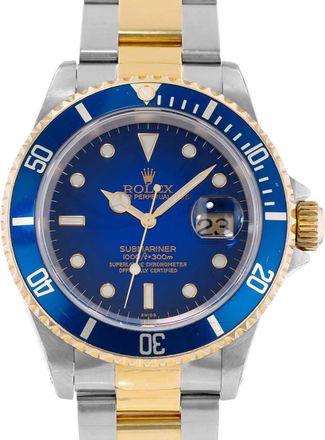 Rolex Pre-owned Rolex Submariner Date Automatic Chronometer Blue Dial Mens Watch 16613 BLSO