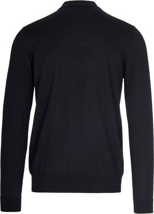 Paolo Pecora Mens Polo Half-Zip Virgin Wool Black Shirts T-shirts And Polos