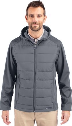 Cutter & Buck Evoke Hybrid Softshell Recycled Full Zip Mens Hooded Jacket