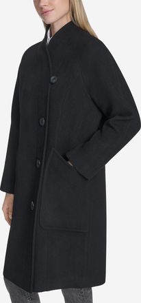 Cole Haan Womens Chevron Wool Coat - Black Size 14