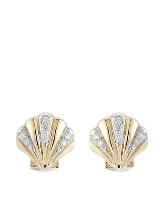 Mateo Bijoux 14K shell diamond earrings - Gold