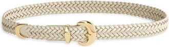 Madewell Domed Buckle Woven Leather Wide Belt in Vintage Muslin at Nordstrom, Size Xx-Small