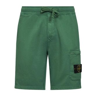 Stone Island Casual Shorts, male, Green, Size: S Cargo Bermuda Shorts