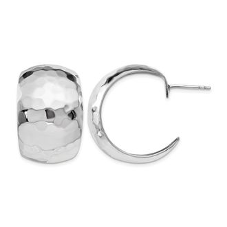 Diamond2Deal Sterling Silver Polished Hammered Post Earrings