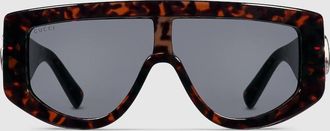 Gucci Rectangular Frame Sunglasses, Brown