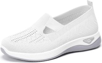 Generic Womens Slip-On Trainers | Wide Fit Breathable Mesh Walking Shoes | Comfort Arch Support Sneakers for UK Summer