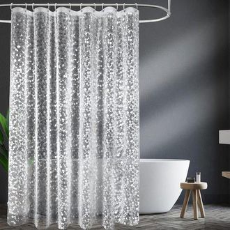 No Brand Cortina De Ducha De Peva Con Anillas Y Ganchos, Lavable Y Resistente Al Moho (estampada, 180 X 180 Cm)