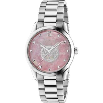 Gucci YA1264166 G-Timeless Pink Mother of Pearl Dial Unisex Watch - Silver Stainless Steel - One Size