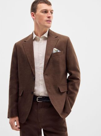 Selected Mens 100% linen chocolate Blazer JacketRegular fit