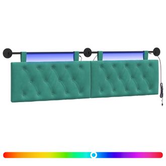 vidaXL Cabecero Colgante Con Luz Led Tuquesa Terciopelo Vidaxl