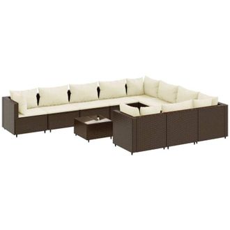 vidaXL Set De Sof&aacute;s De Jard&iacute;n 11 Pzas Cojines Rat&aacute;n Sint&eacute;tico Marr&oacute;n Vidaxl