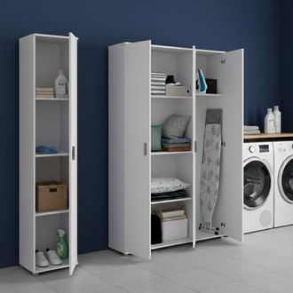 Dmora Armario Multiuso Grande Stazzona, Modular, 7 Estantes, 4 Puertas, 155x190h Cm Blanco