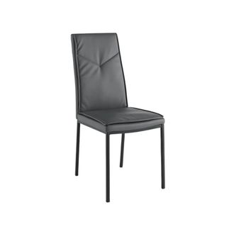 MondoViro Conjunto de 2 sillas efecto piel gris oscuro, 42x60 cm, 100 cm de alto