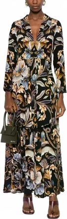 Farm Rio Snake Garden Maxi Dress In Black