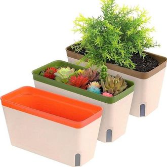 OEM Macetas Autorriego, 27 Cm, Pl&aacute;stico, Maceta, Bons&aacute;is, Macetas, Aloe, Hierbas, Orqu&iacute;deas, Ventana Para Ver El Nivel Del Agua, Plato, 3 Piezas