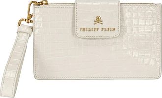 Philipp Plein Tassen, Dames, Beige, ONE Size, Leer, Clutch Statement