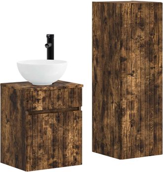 vidaXL Juego De Muebles De Ba&ntilde;o 2 Uds. Roble Ahumado Vidaxl