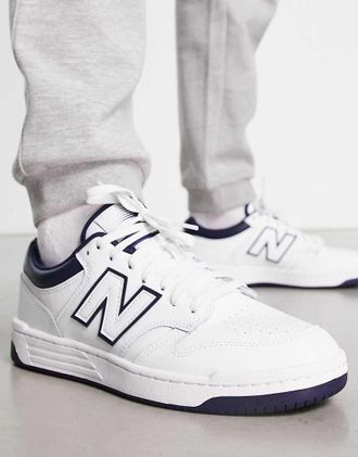 New Balance 480 - Sneakers bianche e blu navy-Bianco