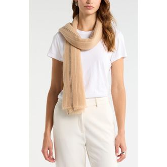 Nordstrom Stripe Lightweight Cashmere Scarf in Beige Black Stripe at Nordstrom