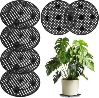 No Brand Mttproducts - Soporte Para Plantas - Posavasos Para Plantas - 6 Piezas - 30 Cm - Drenaje - Pl&aacute;stico - Apto Para Uso Interior Y Exterior - Negro