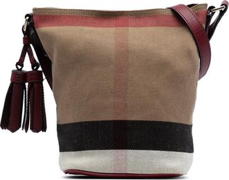 Burberry Pre-owned Burberry Mini Mega Check Canvas Ashby Tassel Bucket Bag Ladies CNDONHOUDON