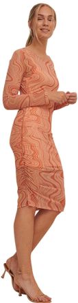 NA-KD Womens Rouched Mesh Casual Dress, Peachy Swirl, L UK