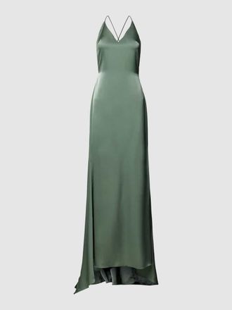 Mascara Abendkleid aus Satin mit Schn&uuml;rung in Gruen, Gr&ouml;&szlig;e 34
