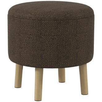 HOMCOM Storage Ottoman - Round Stool Chair With Cushioned Top - Brown - Brown | TJ Hughes