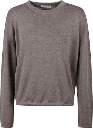 Majestic Filatures Trui met ronde hals - Dames - Ronde hals truien - Bruin - M - Truien & Vesten