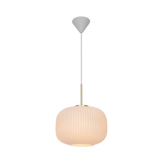 Nordlux Vintage Indoor Pendant Light White Glass E27 Ribbed - Mains Powered, IP20