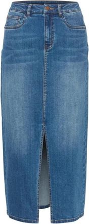 Kaffe Denim Rok met Zakken en Split - Dames - Spijkerrokken - Blauw - XS - Denim - Rokken