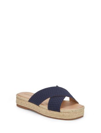 Lucky Brand Gayte Sandals Womens Blue Cross Strap Slip On Espadrille ZAP2112