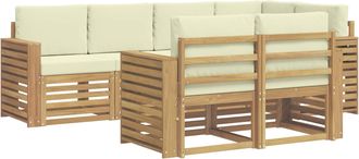 vidaXL Set Di Divani Da Esterno 7 Pz Bianco E Crema Poliestere Vidaxl
