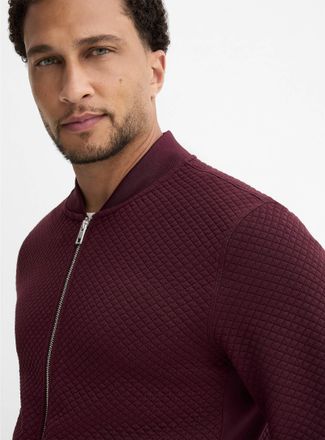 Le 31 Mens Embossed geo bomber jacket