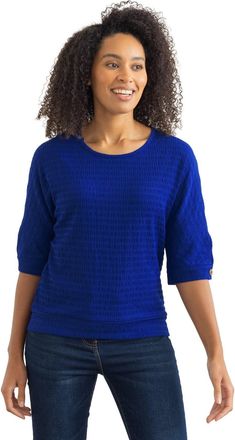 Klass Textured Button Cuff Top - DEEP Blue - L