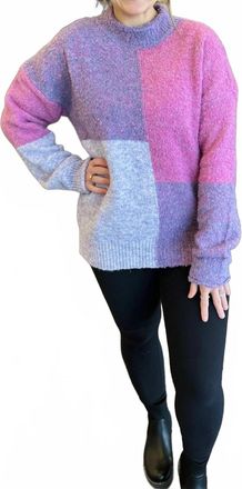 Very J Colorblock Long Sleeve Sweater In Lavender Rose
