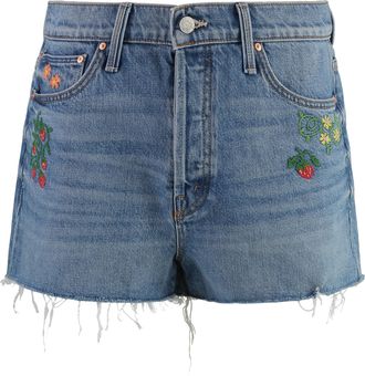 Mother Womens The Ditcher Denim Shorts - Light Grey Cotton - Size 26 (Waist)
